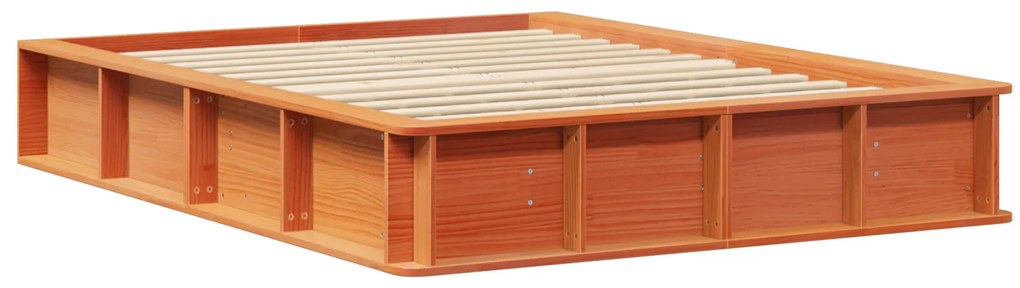 vidaXL Σκελετός Κρεβατιού Καφέ κεριού 140 x 190 cm Μασίφ ξύλο