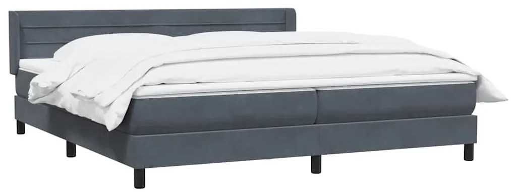 Box Spring Κρεβάτι με στρώμα Σκούρο γκρι 180x220 εκ. Βελούδινο - Γκρι