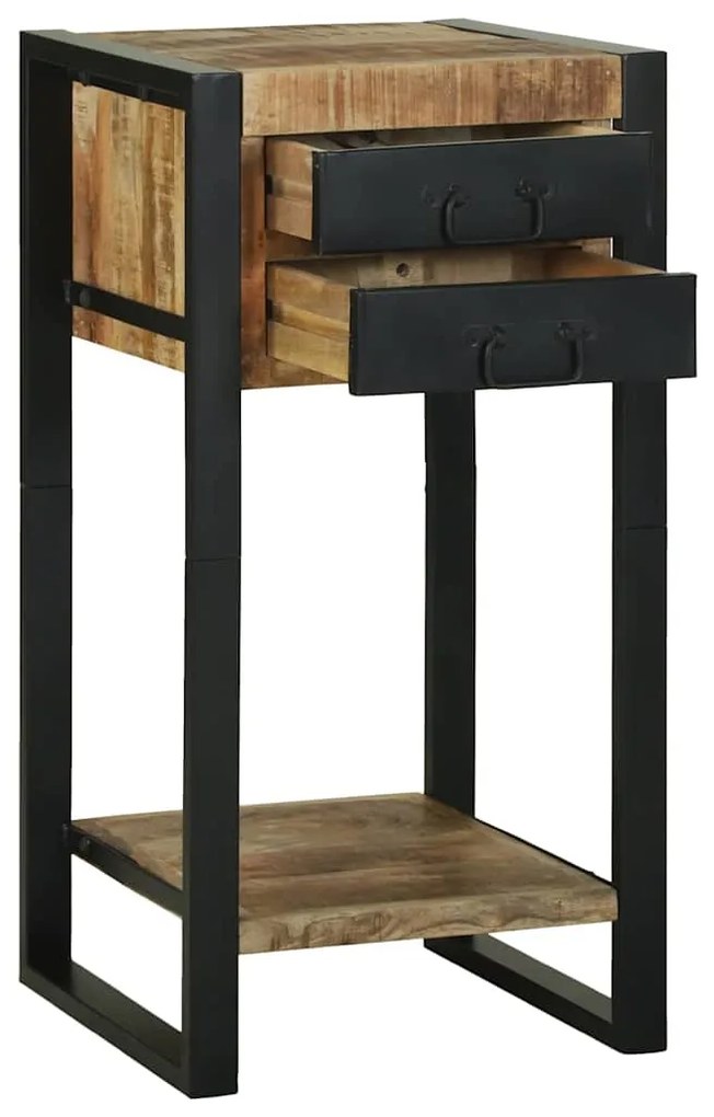 vidaXL End Table με συρτάρι Καφέ 40 x 40 x 80 cm Στερεό ξύλο μάνγκο