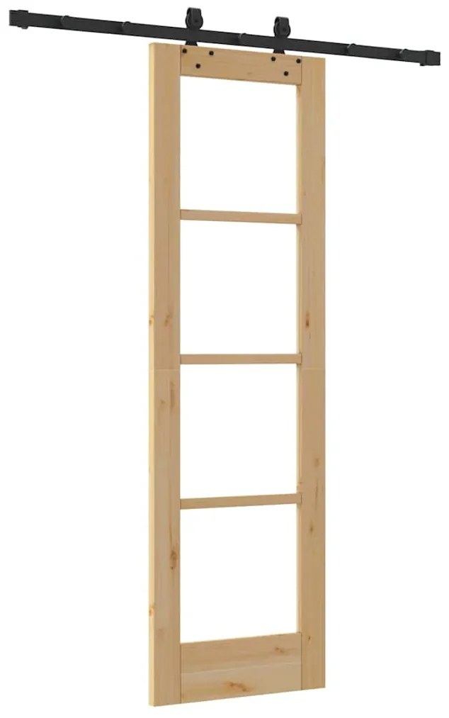 vidaXL Συρόμενη Πόρτα Καφέ 61 x 198.5 εκ. Ξύλο και μέταλλο