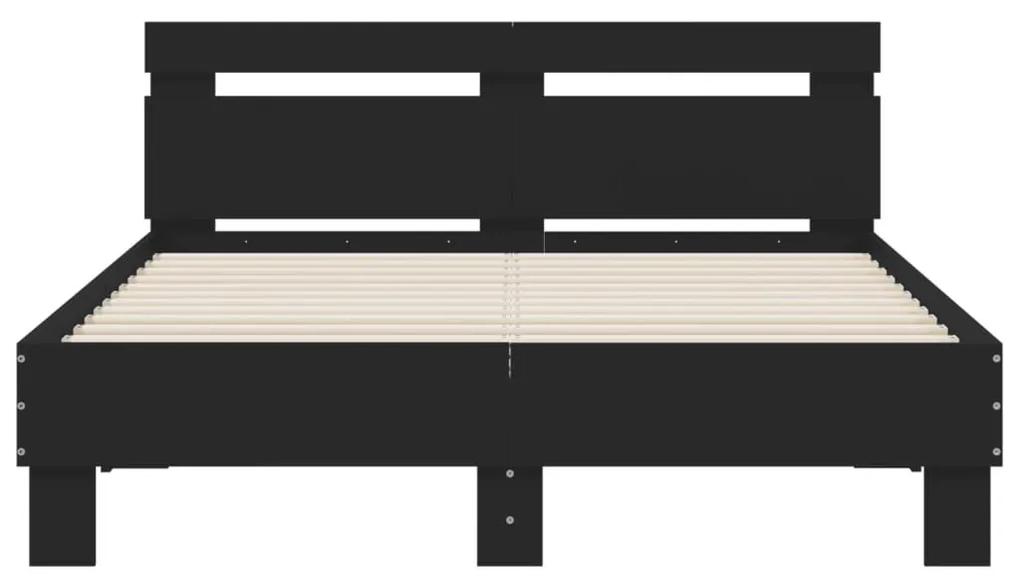 Πλαίσιο Κρεβατιού με κεφαλάρι Μαύρο 135x190 εκ Επεξεργ. Ξύλο - Μαύρο