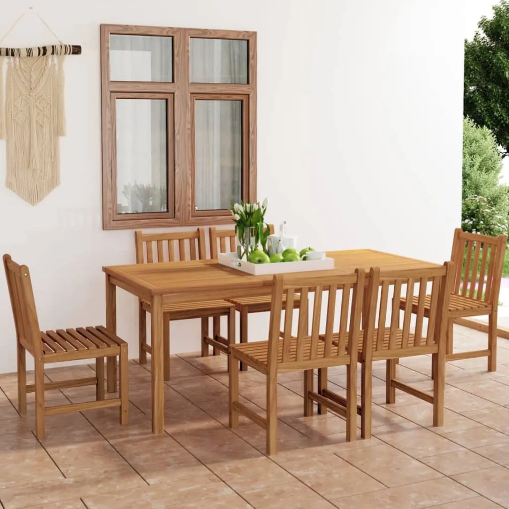 vidaXL Σετ Τραπεζαρίας Κήπου 7 τεμαχίων από Μασίφ Ξύλο Teak 180x90 εκ.