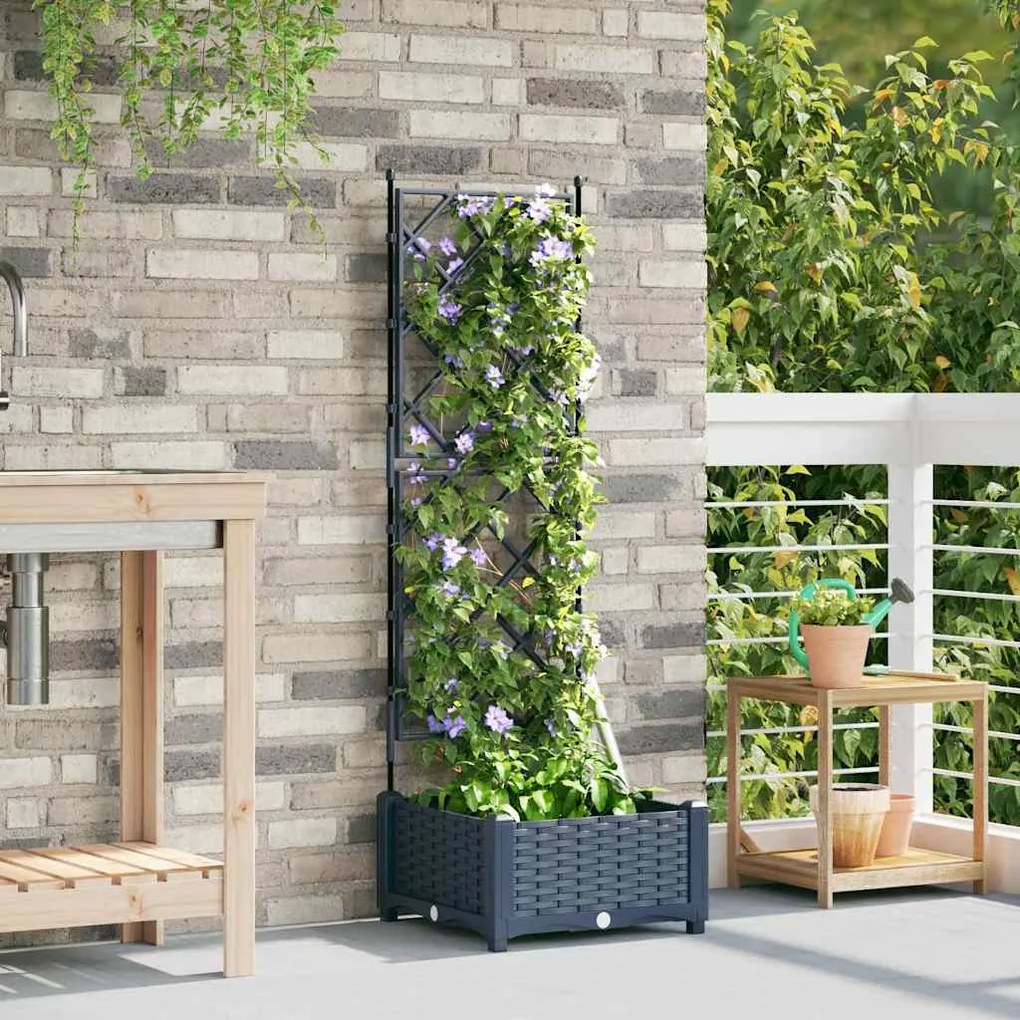 vidaXL Γλάστρα Κήπου με Πλέγμα Γκρι 40x40x125.5 εκ