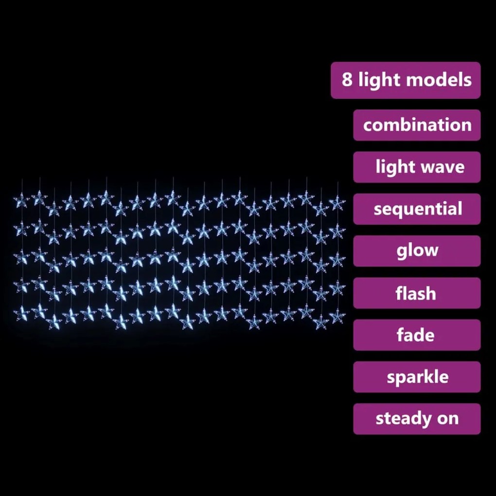 vidaXL Κουρτίνα LED Φωτάκια 500 LED Μπλε με 8 Λειτουργίες