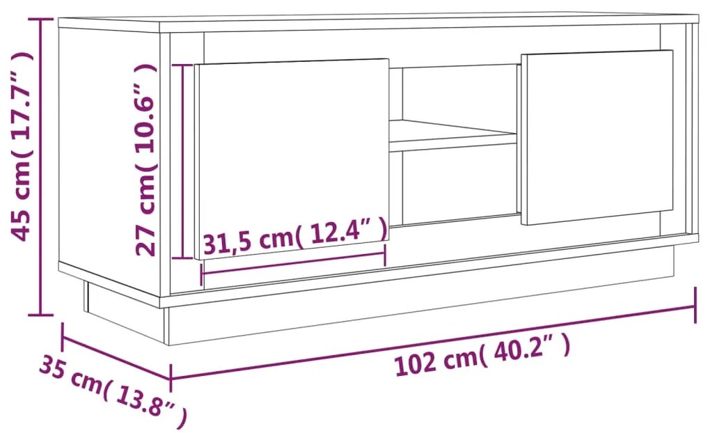 Έπιπλο Τηλεόρασης Γκρι Sonoma 102x35x45 εκ. από Επεξεργ. Ξύλο - Γκρι