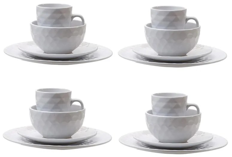 Artekko Artekko Dinnerware Λευκό Κεραμικό Σερβίτσιο Φαγητού (27x27x2)cm 16pcs 2137-CREA-DS