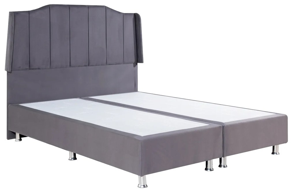 Κρεβάτι BISMUTH Γκρι Βελούδο (Στρώμα 160x200cm) - Βελούδο - 14810005