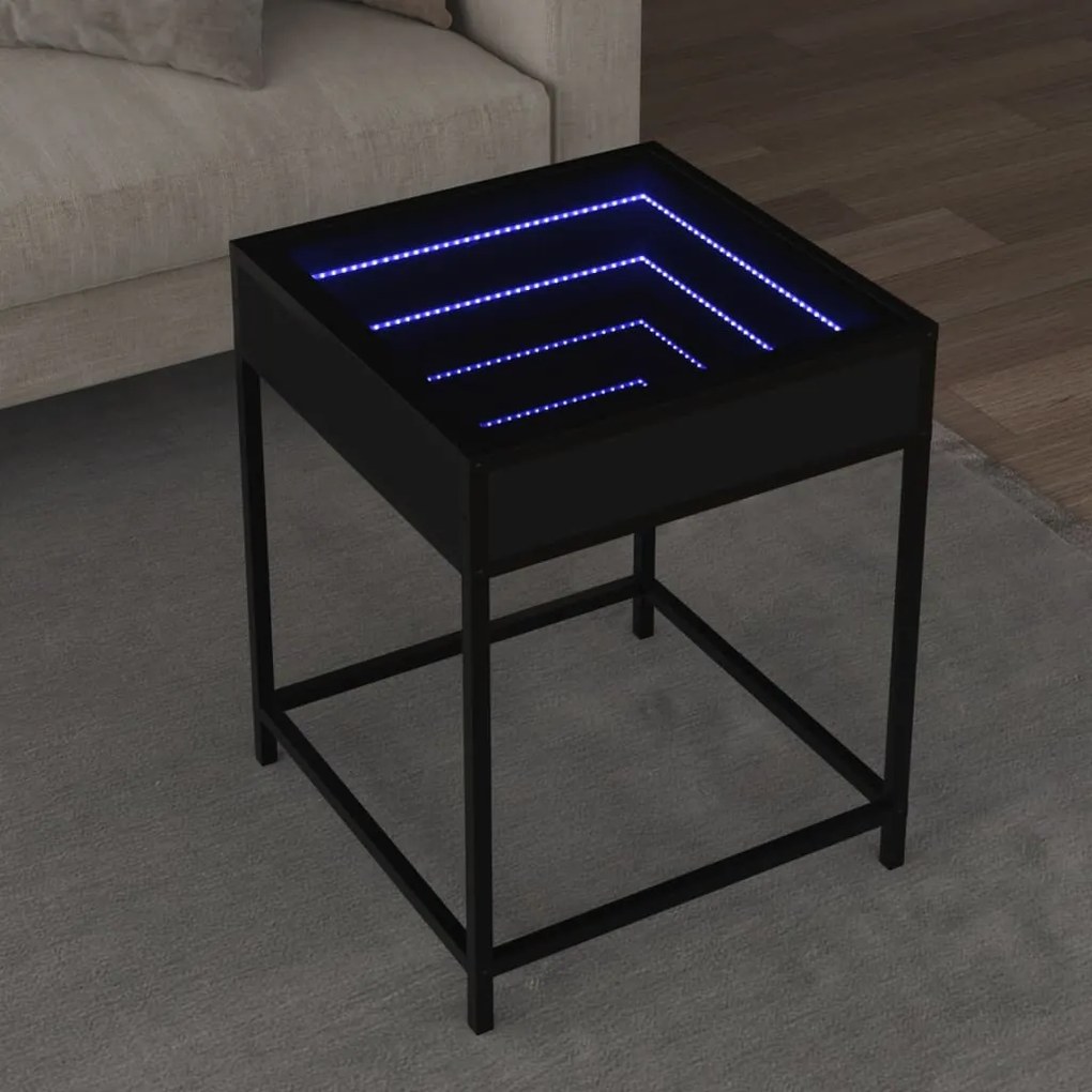 vidaXL Τραπεζάκι Σαλονιού Άπειρο Φως LED Μαύρο 40x40x51 εκ.