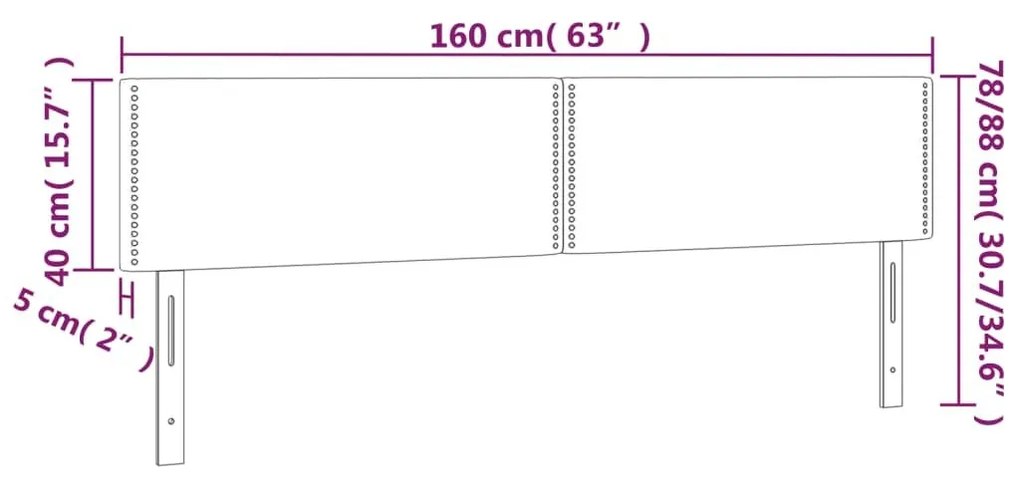 Κεφαλάρια Κρεβατιού 2 τεμ. Μπλε 80 x 5 x 78/88 εκ. Υφασμάτινο - Μπλε