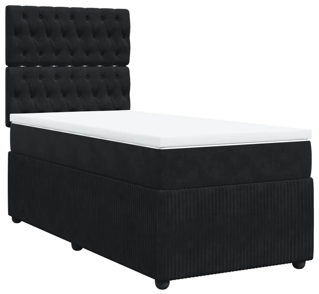 vidaXL Κρεβάτι Boxspring με Στρώμα Μαύρο 90x190 εκ. Βελούδινο