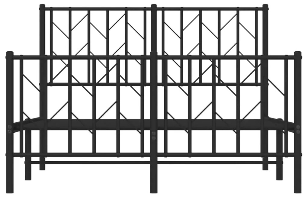 vidaXL Πλαίσιο Κρεβατιού με Κεφαλάρι&Ποδαρικό Μαύρο 120x190εκ. Μέταλλο