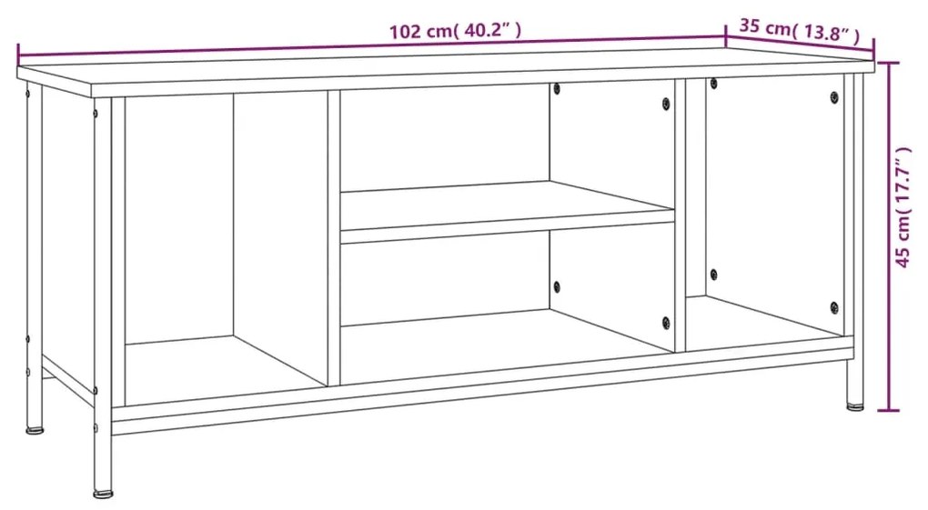 Έπιπλο Τηλεόρασης Καφέ Δρυς 102 x 35 x 45 εκ. από Επεξεργ. Ξύλο - Καφέ