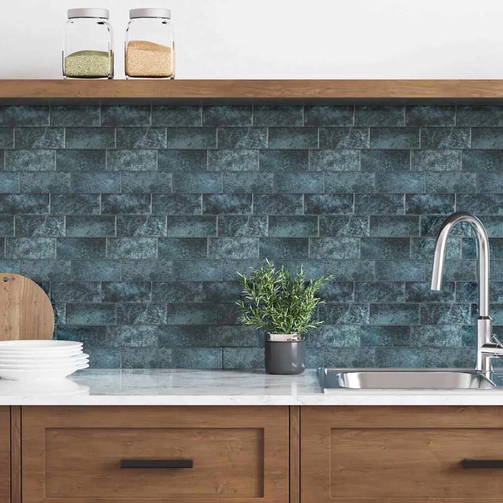 vidaXL Πλακάκι Subway 10 pcs Μπλε Πράσινο 29 x 21 εκ