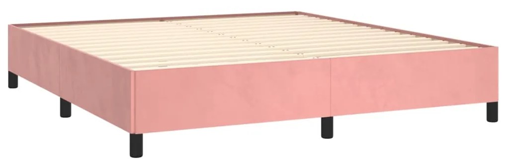 Κρεβάτι Boxspring με Στρώμα Ροζ 180x200 εκ. Βελούδινο - Ροζ