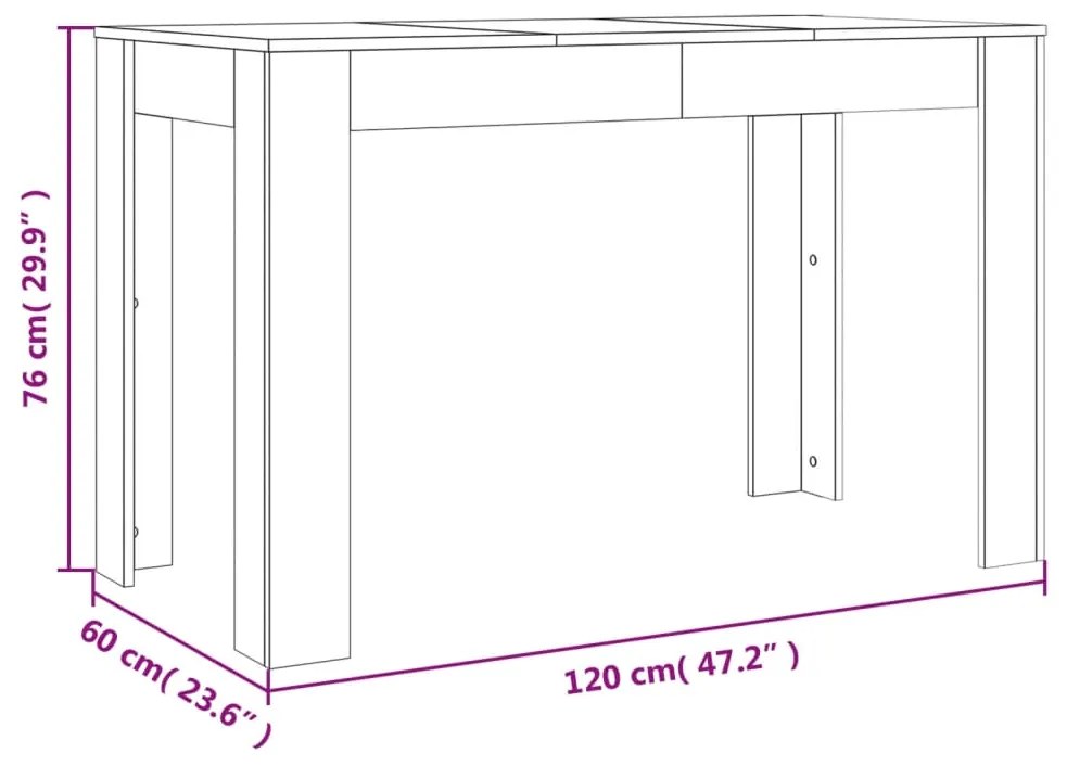 Τραπέζι Τραπεζαρίας Καπνιστή Δρυς 120x60x76 εκ. Επεξ. Ξύλο - Καφέ