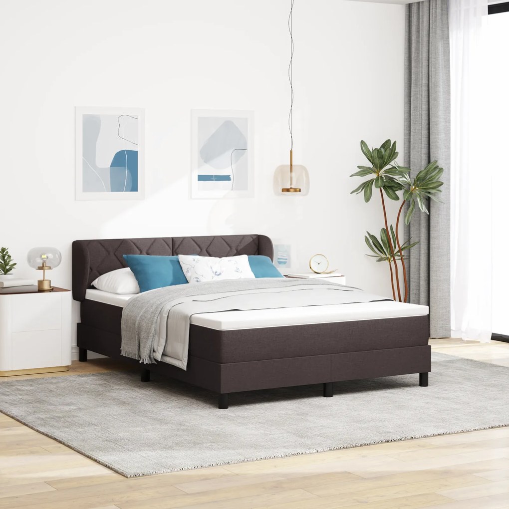 vidaXL Ελαστικός Στρώμα με Στρώμα Σκούρο Καφέ 140x200 εκ. Υφάσματος