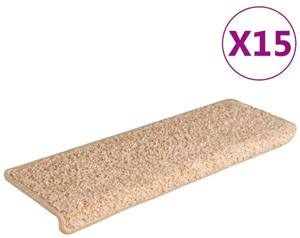 vidaXL Πατάκια Σκαλιών 15 τεμ. Χρυσά Ορθογώνια Άκρα 65x21x4 εκ.