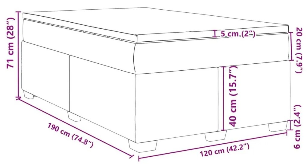 Κρεβάτι Boxspring με Στρώμα Μαύρο 120x190 εκ. Υφασμάτινο - Μαύρο