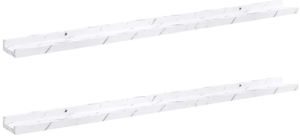 vidaXL Ράφι Τοίχου με ράφι 2 pcs Λευκό Μάρμαρο 100 x 9 x 3 cm
