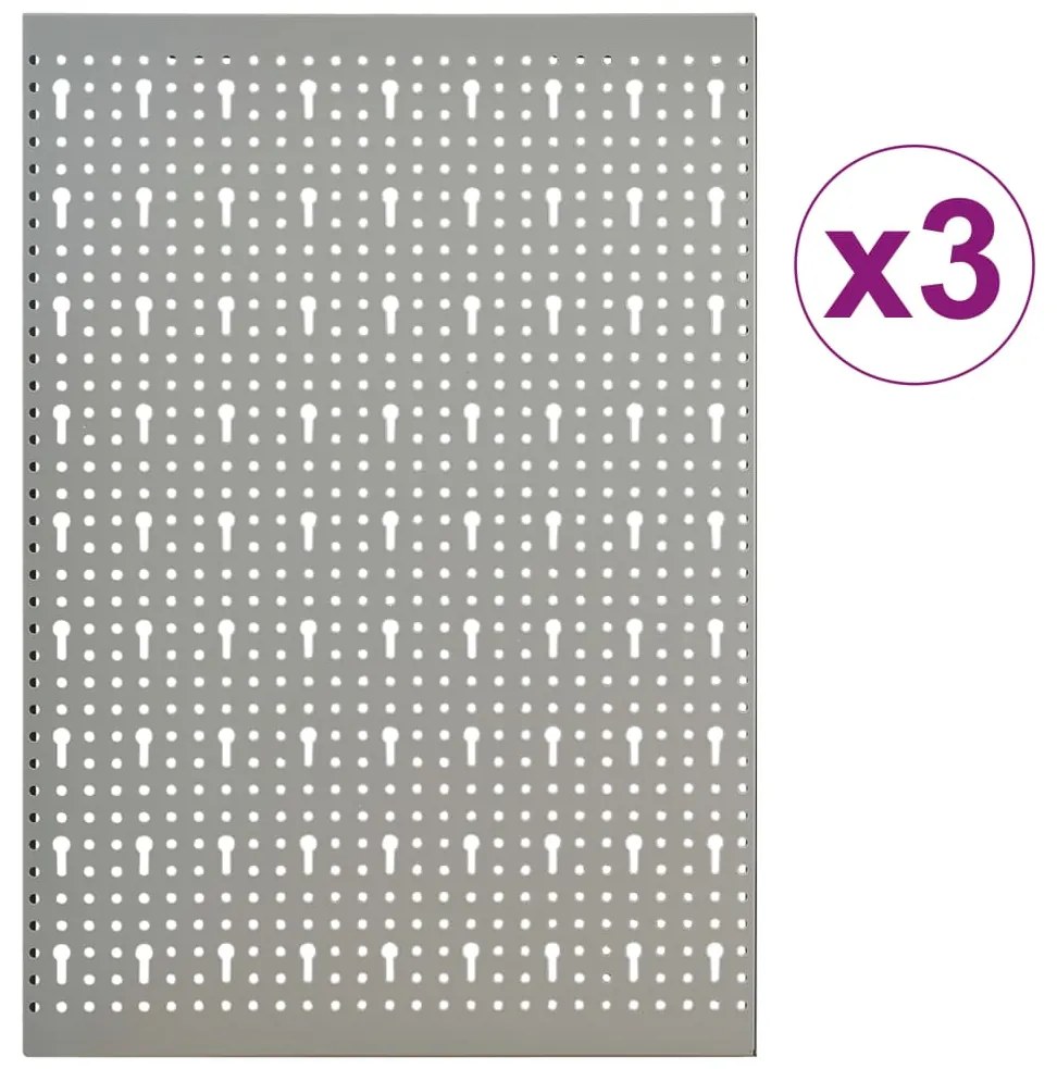 vidaXL Πλάτες Εργαλείων Τοίχου Διάτρητες 3 τεμ. 40 x 58 εκ. Ατσάλινες