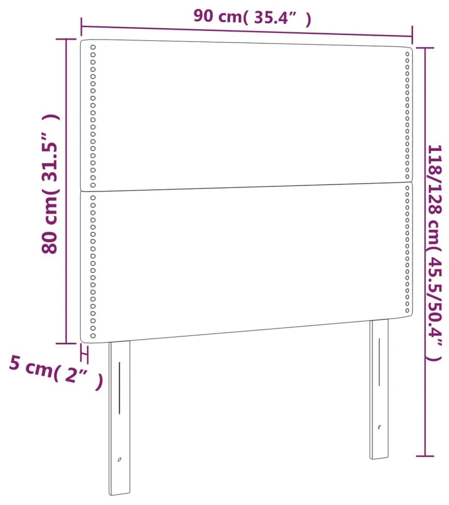 vidaXL Κεφαλάρι Κρεβατιού LED Σκούρο Γκρι 90x5x118/128 εκ. Βελούδινο