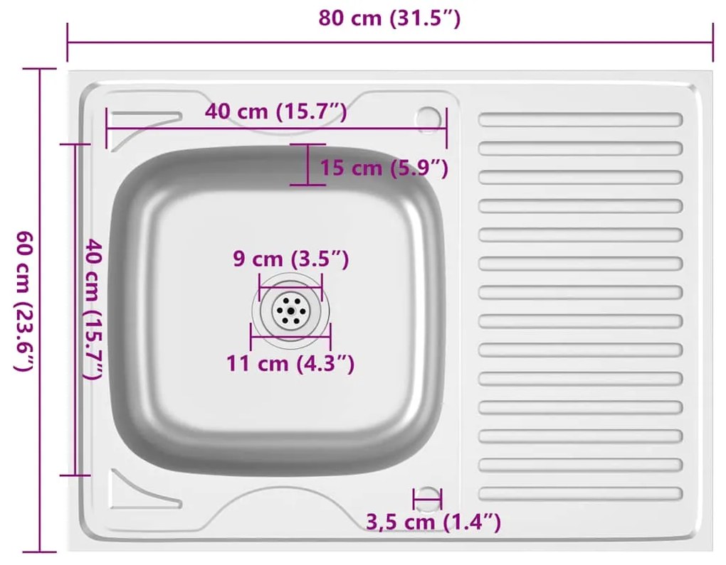 ΝΕΡΟΧΥΤΗΣ + ΠΟΔΙΑ ΣΕΤ ΑΣΗΜΙ 800X600X155 ΧΙΛ. ΑΝΟΞΕΙΔΩΤΟ ΑΤΣΑΛΙ 147233