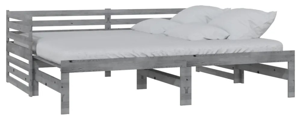 vidaXL Καναπές Κρεβάτι Γκρι 2 x (90 x 200) εκ. από Μασίφ Ξύλο Πεύκου