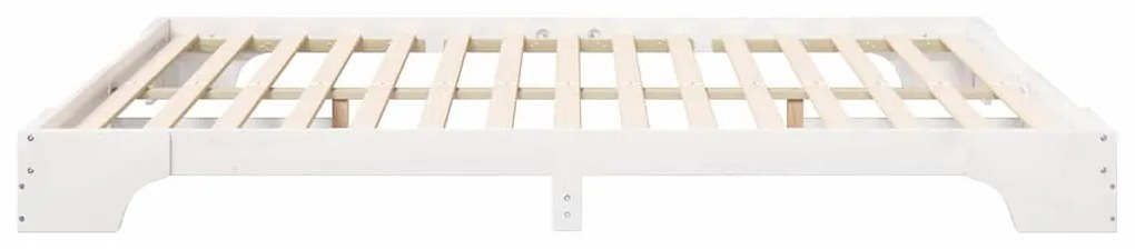 vidaXL Κρεβάτι δαπέδου Λευκό 200 x 220 cm Μασίφ ξύλο πεύκου