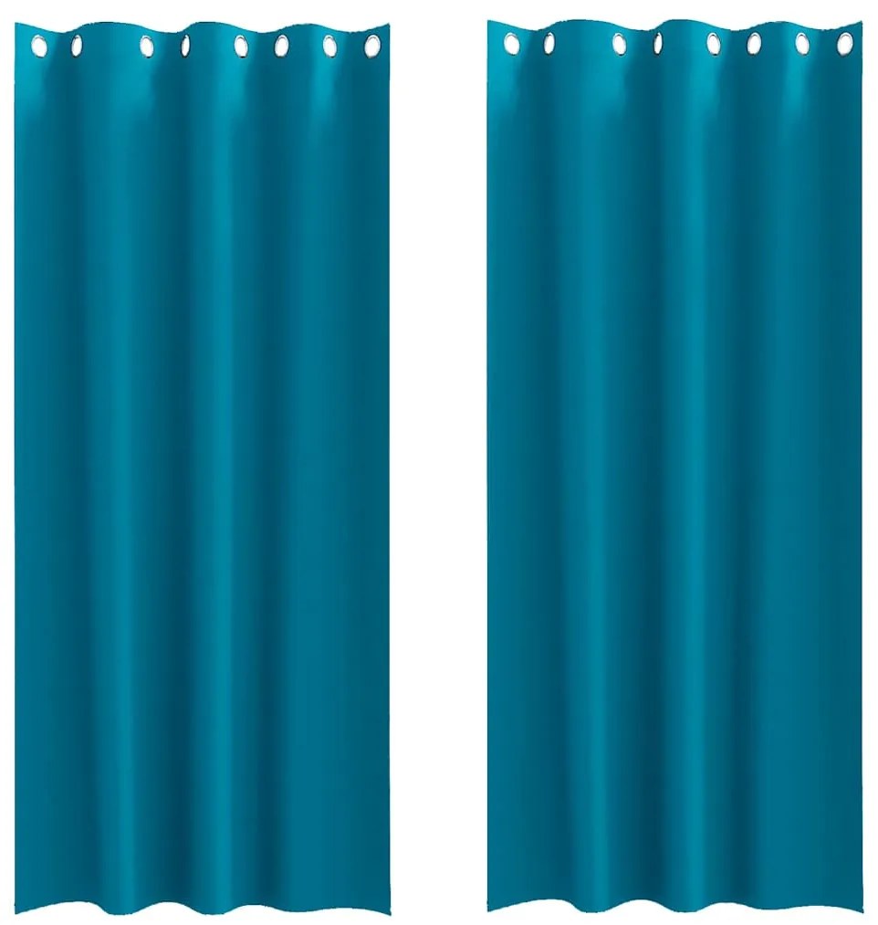 vidaXL Κουρτίνες με κουρτίνες 2 pcs Τιρκουάζ 225x140εκ. Πολυεστέρας