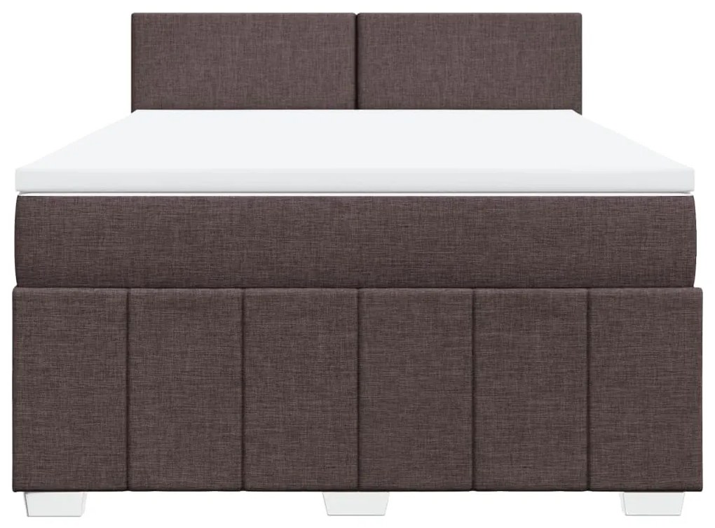 Κρεβάτι Boxspring με Στρώμα Σκούρο Καφέ 160x200 εκ Υφασμάτινο - Καφέ