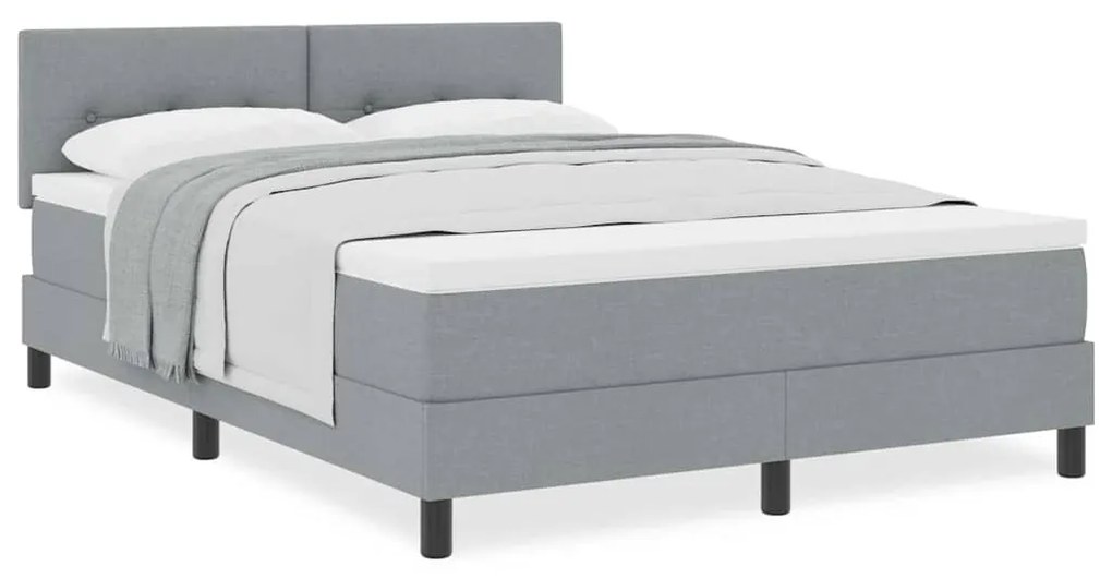 vidaXL Κρεβάτι box spring με στρώμα Ανοιχτό γκρι 140 x 190 cm ύφασμα