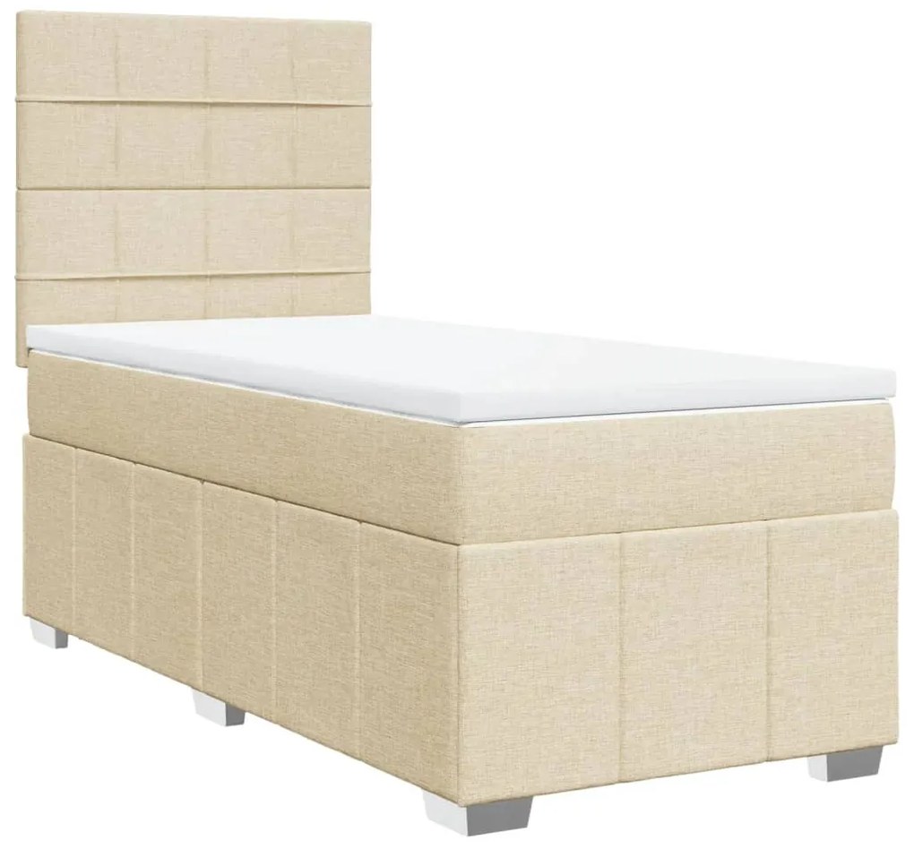 Κρεβάτι Boxspring με Στρώμα Κρεμ 80 x 200 εκ. Υφασμάτινο - Κρεμ