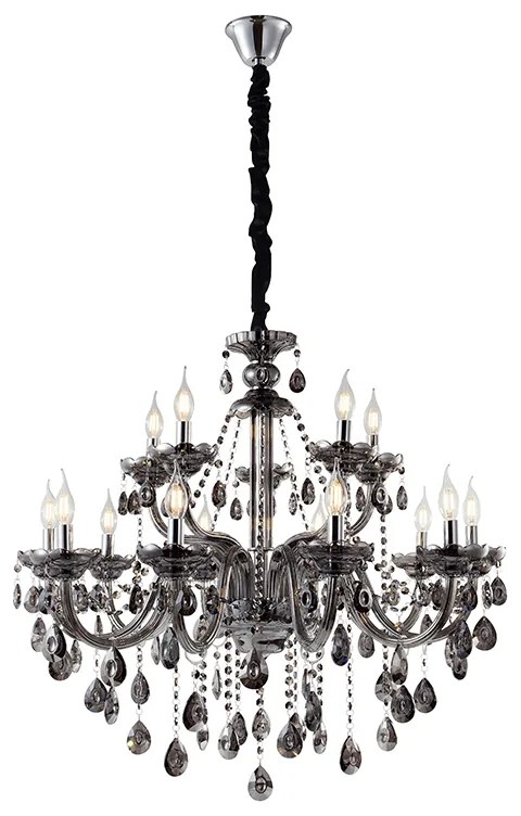 Artekko Artekko Chandelier Kiky Πολυέλαιος 15φωτος Ανθρακί Κρύσταλλο (90x90x90)cm 023-3020