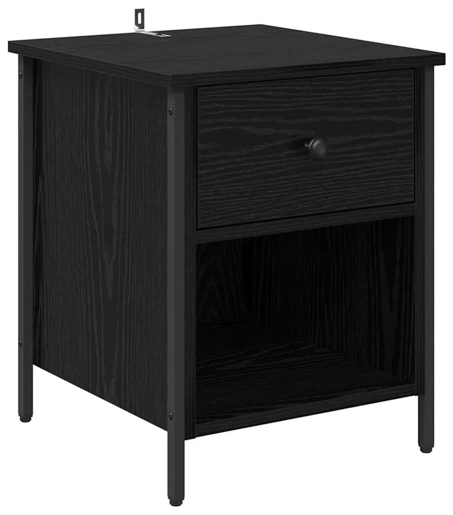 vidaXL Κομοδίνο Μαύρη Οξυά 40 x 42 x 50 cm Επεξεργασμένο ξύλο