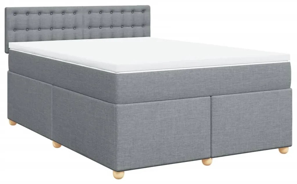 vidaXL Κρεβάτι Boxspring με Στρώμα Ανοιχτό Γκρι 140x190 εκ. Υφασμάτινο