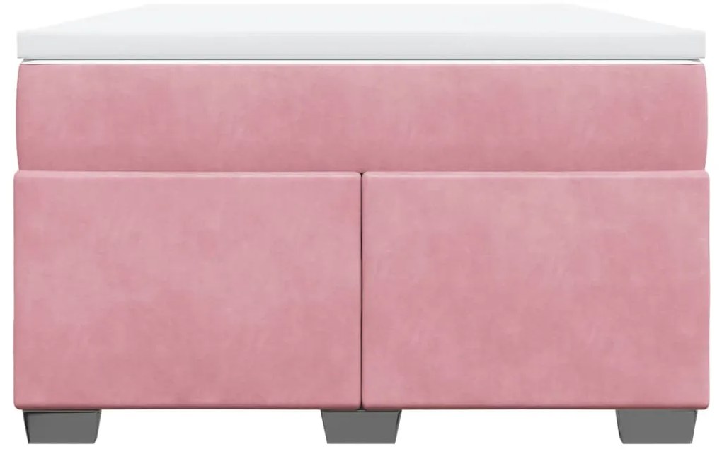vidaXL Κρεβάτι Boxspring με Στρώμα Ροζ 120x200 εκ. Βελούδινο