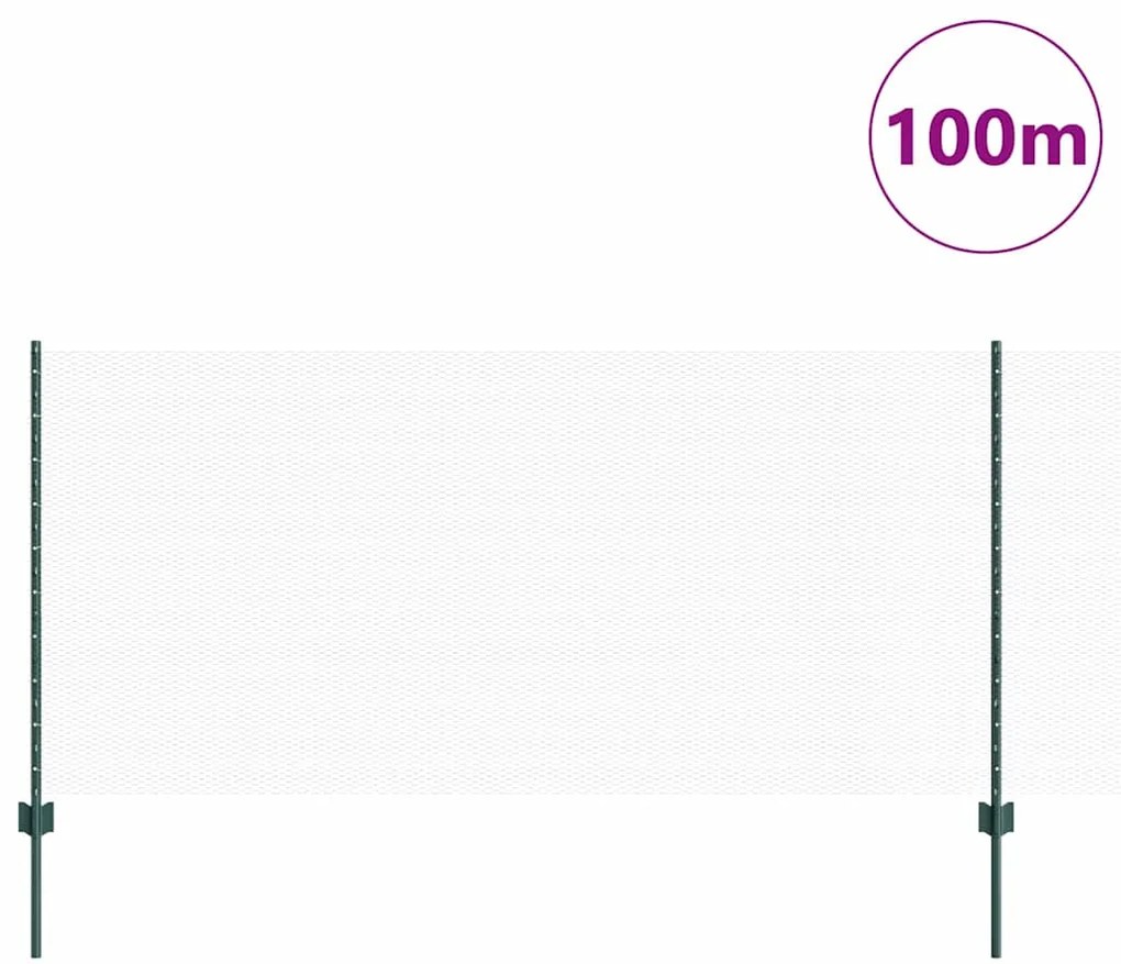 vidaXL Φράχτης με Στήλες. Πράσινο 1 x 100 m Ατσάλι