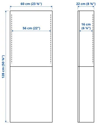 BESTÅ ντουλάπι τοίχου με 2 πόρτες, 60x22x128 cm 094.219.87