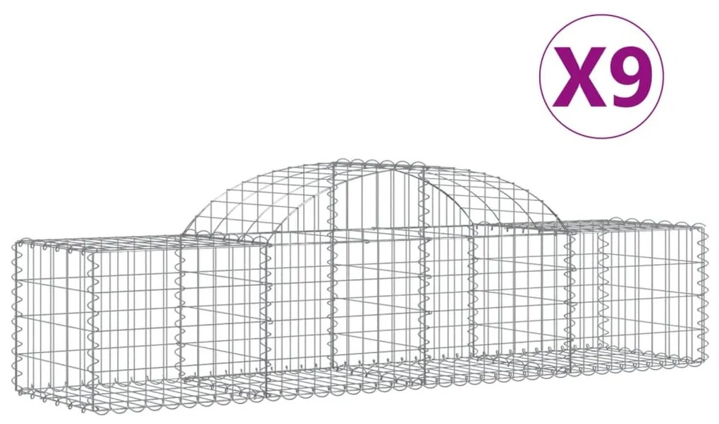 vidaXL Συρματοκιβώτια Τοξωτά 9 τεμ. 200x50x40/60 εκ. Γαλβαν. Ατσάλι