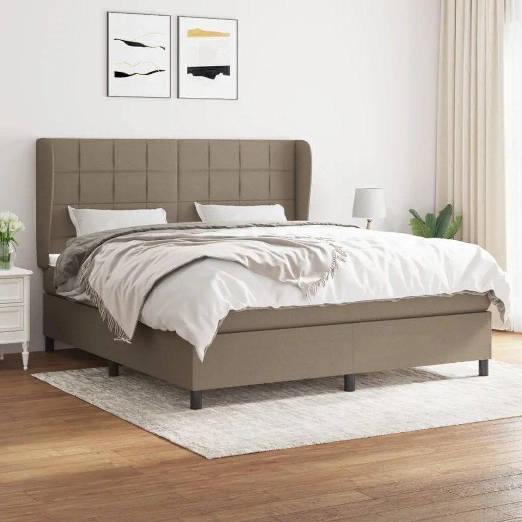 vidaXL Κρεβάτι Boxspring με Στρώμα Taupe 180x200 εκ. Υφασμάτινο