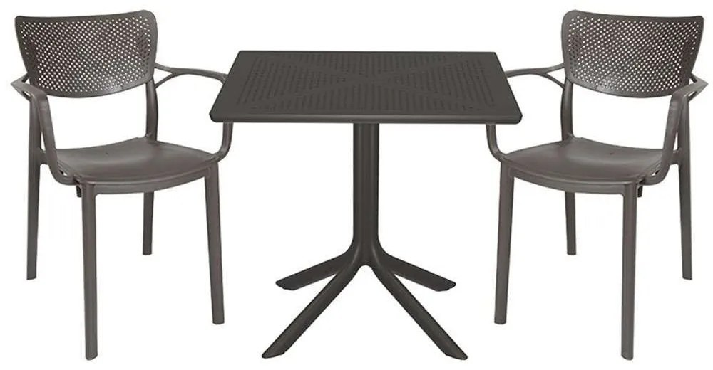 Τραπεζαρία Groovy-Frontline (Σετ 3Τμχ) 253-000087 80x80x74,5cm Anthracite Two Seater