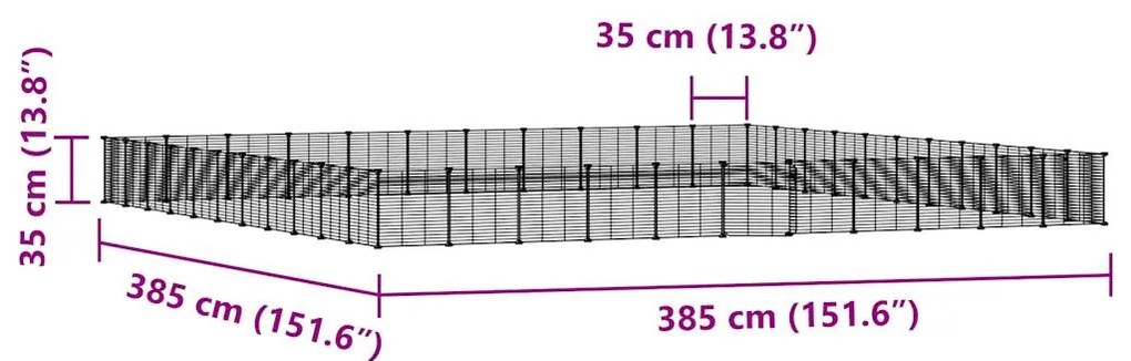 vidaXL Κλουβί Κατοικίδιων με 44 Πάνελ + Πόρτα Μαύρο 35 x 35εκ Ατσάλινο