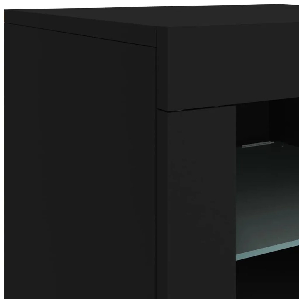 Μπουφές με LED Μαύρος 142,5x37x67 εκ. - Μαύρο