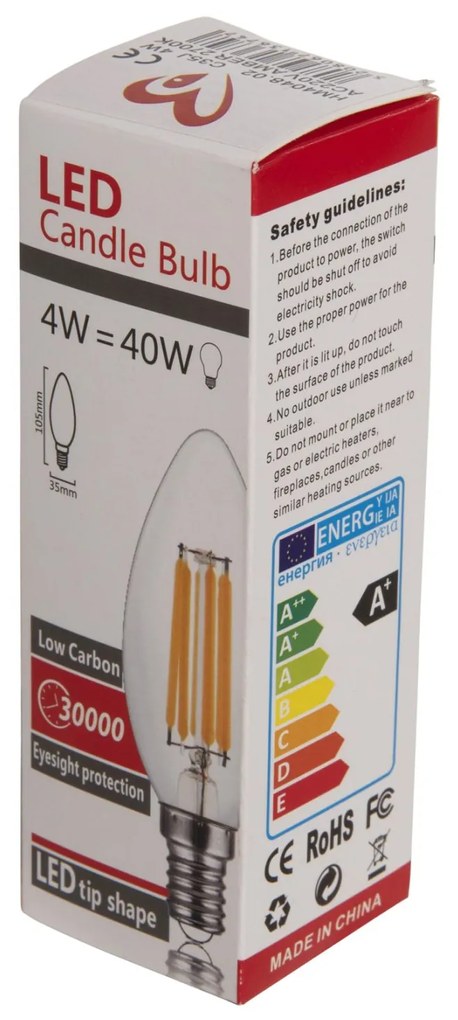 Λαμπτήρας Led Filament 4W E14 3000K Χρυσό Dimmable