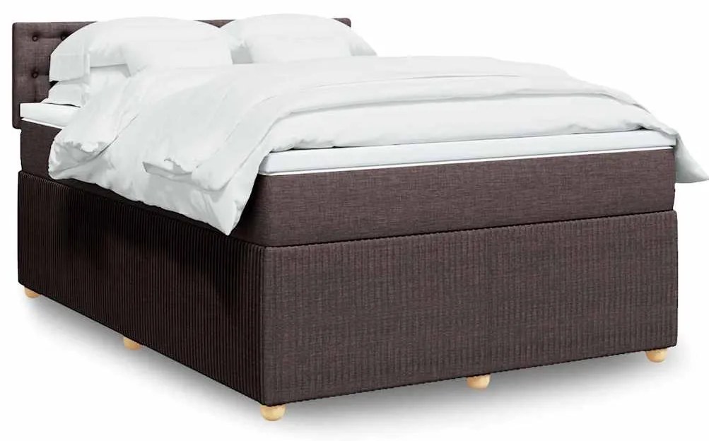 Κρεβάτι Boxspring με Στρώμα Σκούρο Καφέ 160x200 εκ Υφασμάτινο