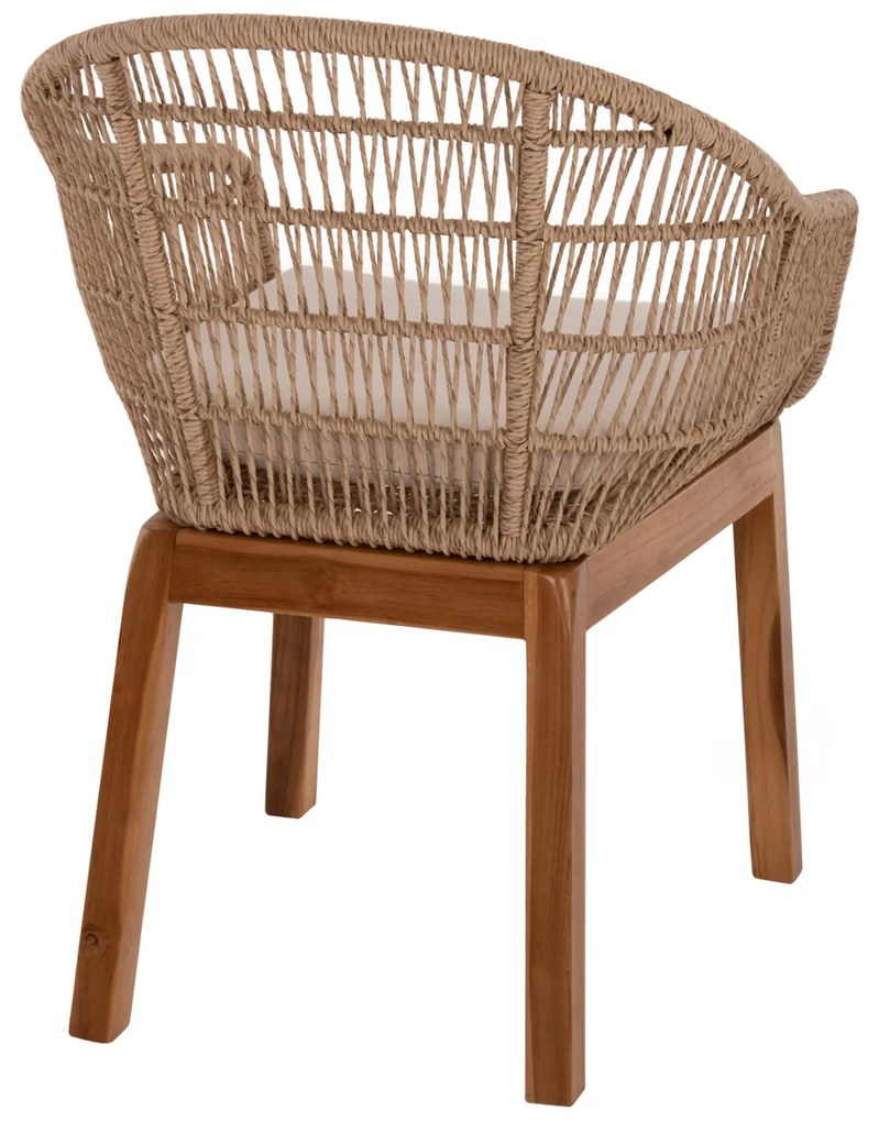 Πολυθρόνα Amora Teak Πόδια Σκελετός Αλουμινίου & Polyrattan 64x60x87Yεκ.