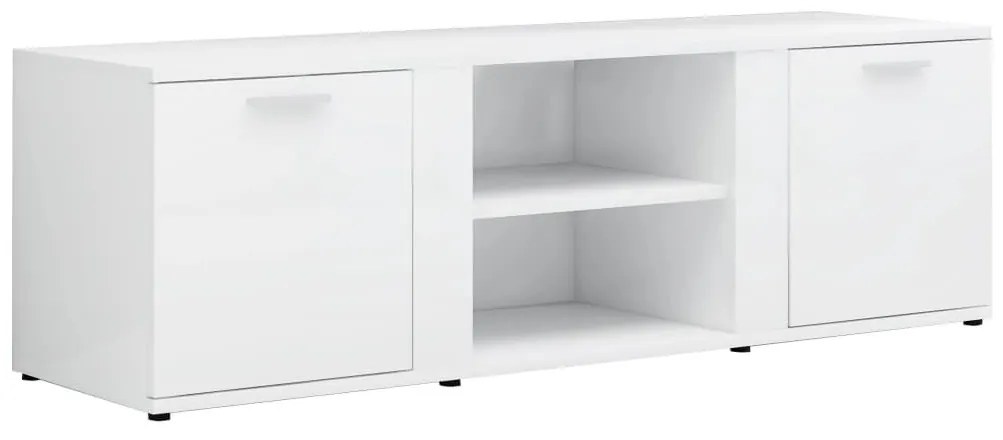 Έπιπλο Τηλεόρασης Γυαλιστερό Λευκό 120x34x37 εκ. Επεξ. Ξύλο - Λευκό