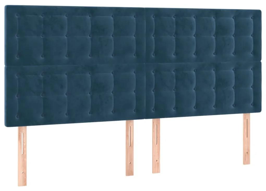 vidaXL Κρεβάτι Boxspring με Στρώμα Σκούρο Μπλε 180x200 εκ. Βελούδινο