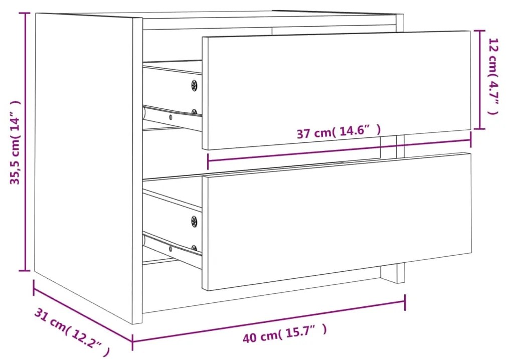 ΚΟΜΟΔΙΝΑ 2 ΤΕΜ. 40 X 31 X 35,5 ΕΚ. ΑΠΟ ΜΑΣΙΦ ΞΥΛΟ ΠΕΥΚΟΥ 836136