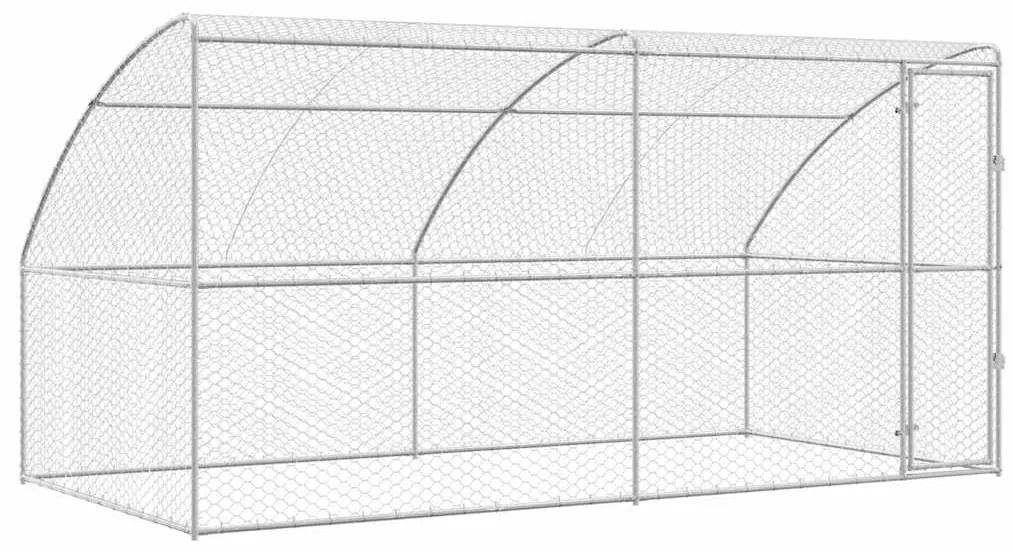 vidaXL Κλουβί Σκύλου με αποθήκευση 2 pcs Ασημί 4 x 2 x 2 m Ατσάλι